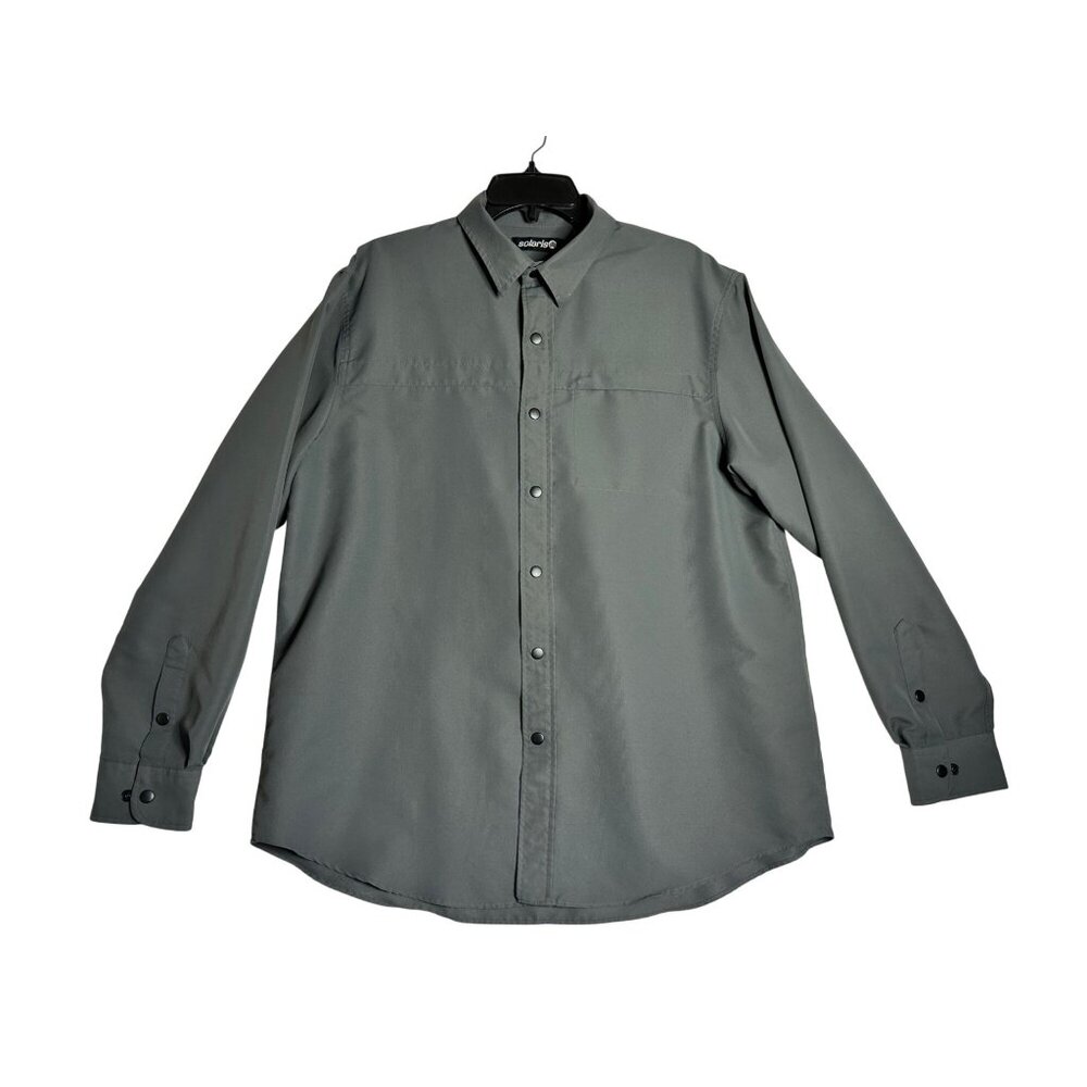 Solaris L/S Grey Snap Button Outdoors Fishing Shirt Mens XL